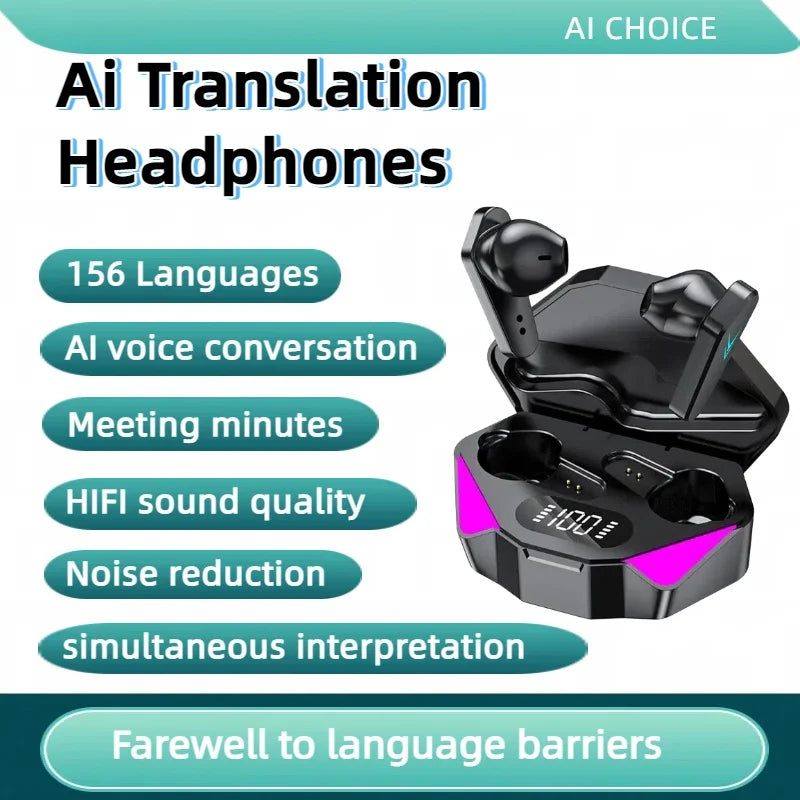 TWS Bluetooth AI Translation Earbuds Real Time Headphones Bluetooth 5.4 156 Languages for Travel Business Learning For iphone