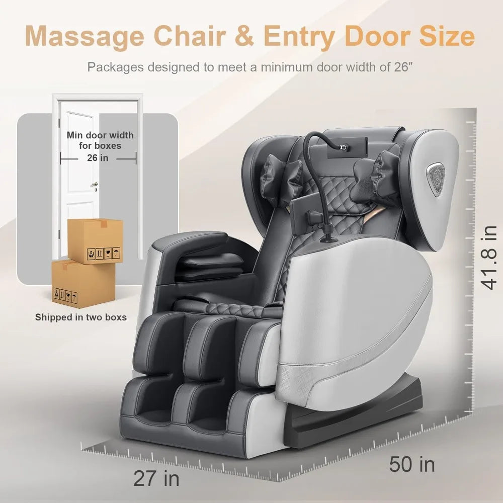 Massage Chair Full Body, Zero Gravity Massage Chair with 10 Fix Rollers, Heating, Foot Massage, Auto Modes, Bluetooth Speak